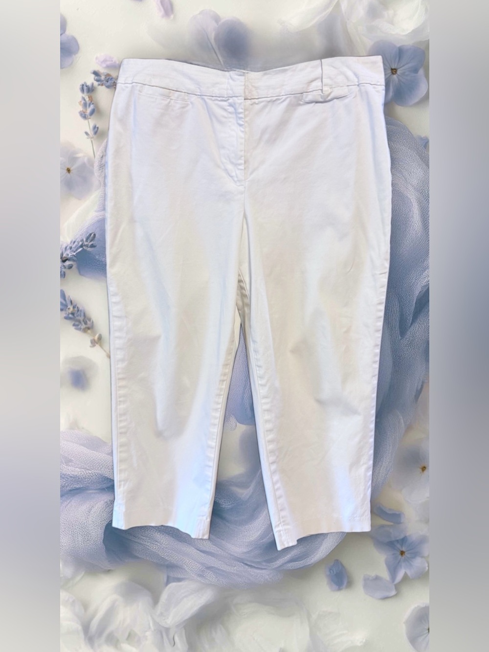Talbots Stretch Off-White Cropped Stretch Pants size 14